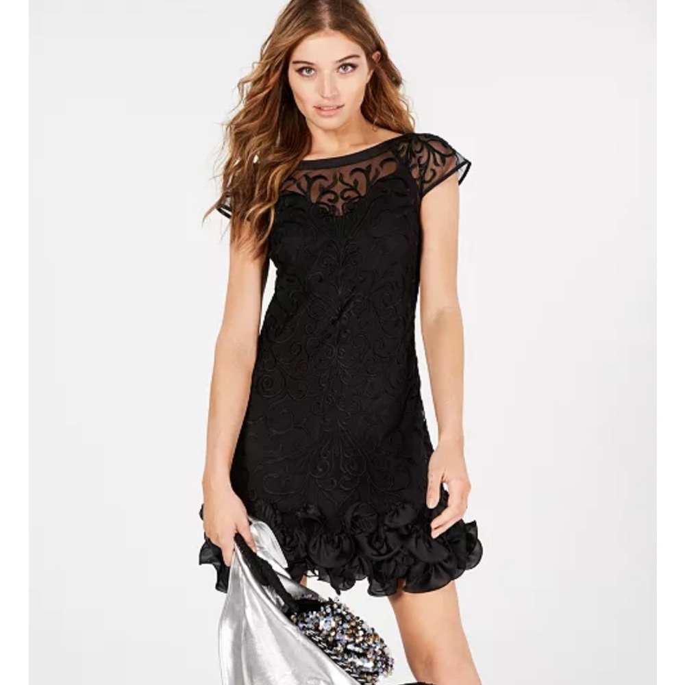 Guess Black Ruffle Mini Dress